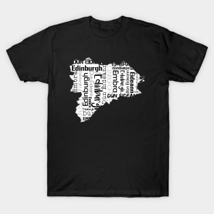 Edinburgh City Map With Text T-Shirt